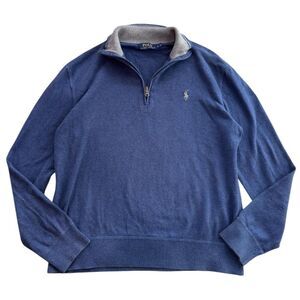Polo Ralph Lauren Navy Quarter Zip Knit Sweater Size S Modern Label